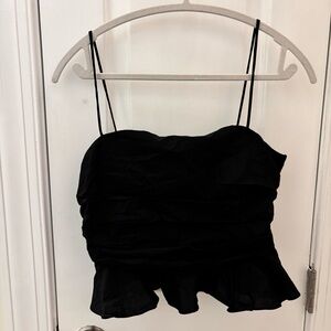 NWT Nasty Gal Black Ruffled Camisole Strapped Bralette Top size 6 Party